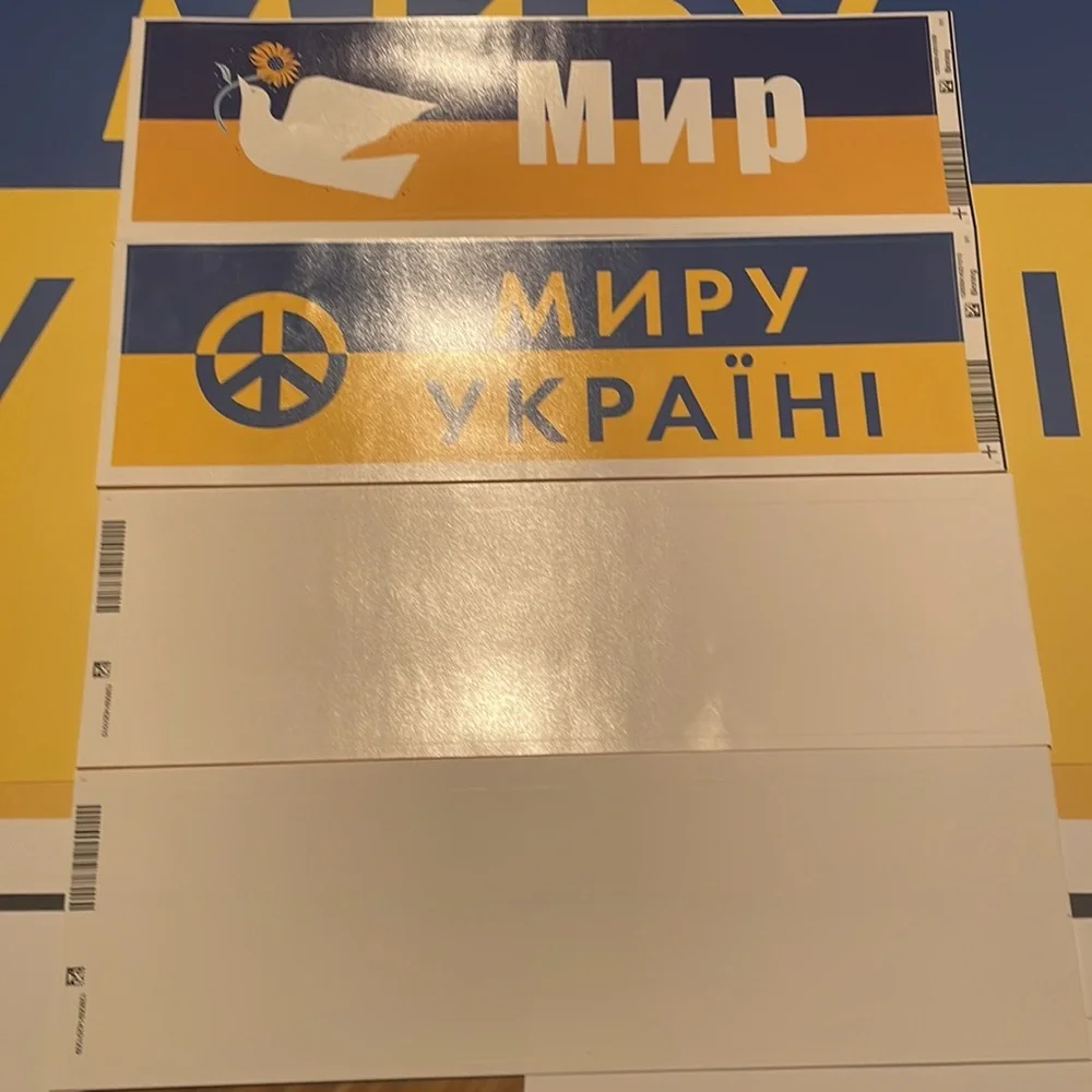 10-piece new Ukrainian peace posters and bumper stickers